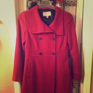 Red pea coat